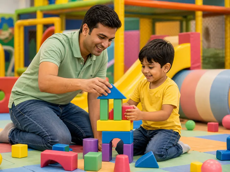 Indian parent and child playing together